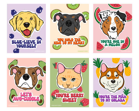 Custom Fruity Postcard & Stickers Bundle 6pcs