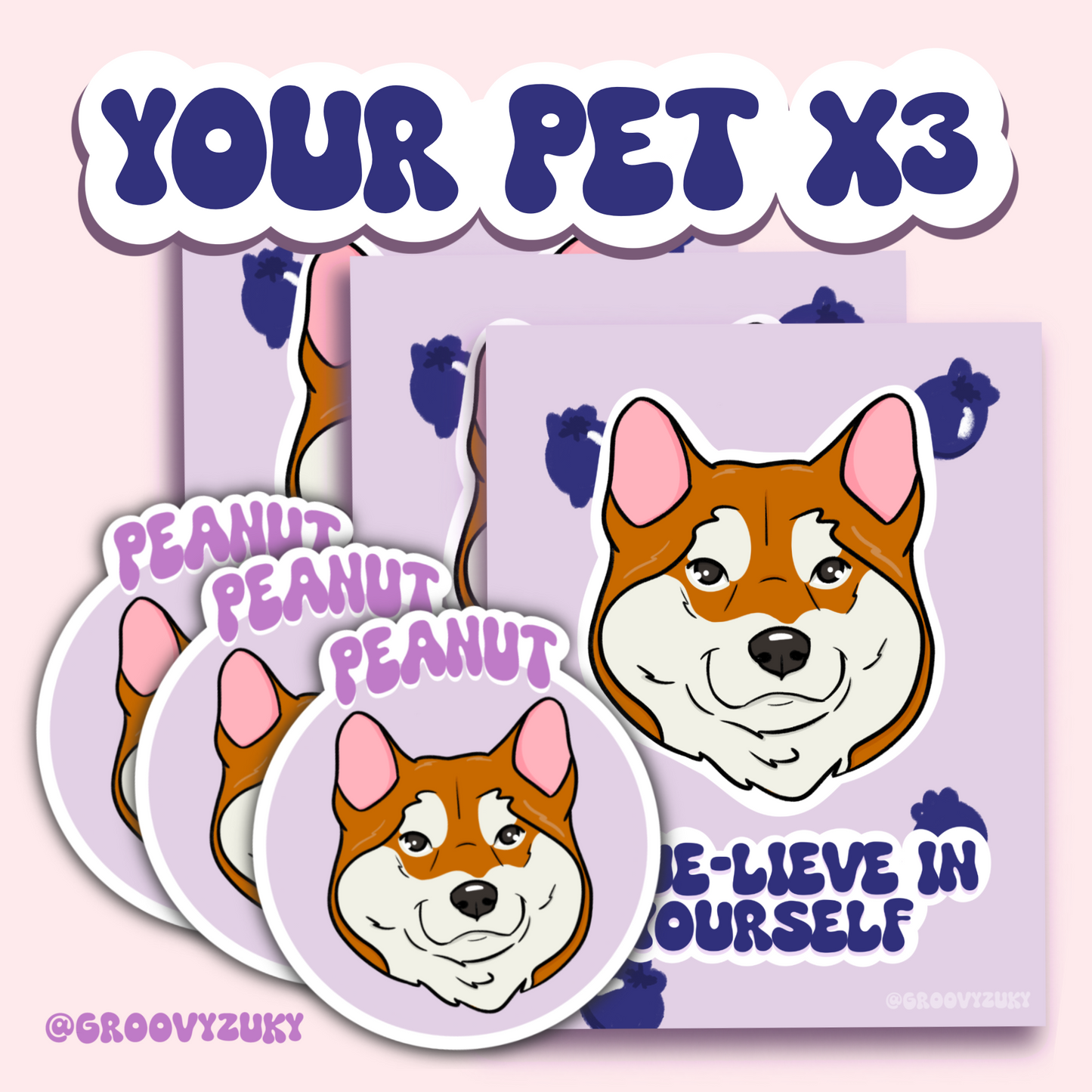 Custom Fruity Postcard & Stickers Bundle 6pcs