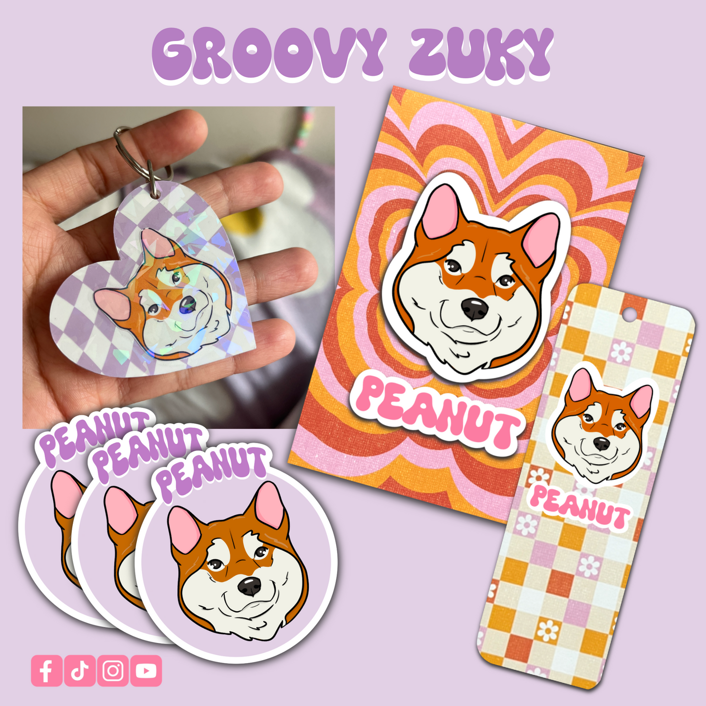 Groovy Pack | Personalized Pack | Greeting Card | Stickers | Bookmark | Keychain